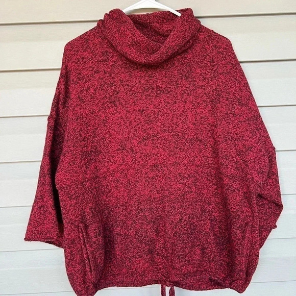 J. Jill Sweaters - Jill Kimono Cowlneck Cashmere Blend Drawstring Sweater Red Sz M